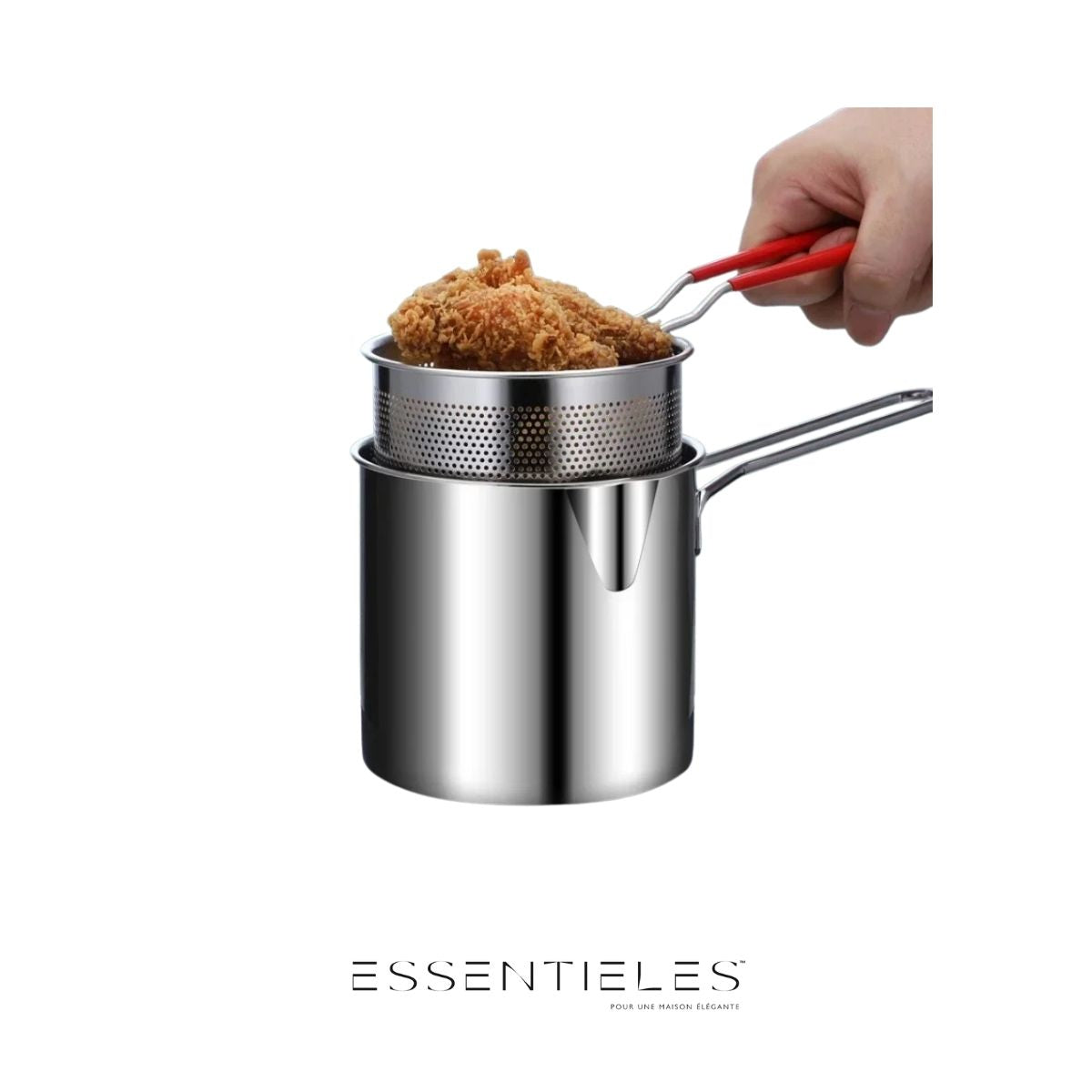 Friteuse en Acier Inoxydable avec Panier pour Poulet et Fritures