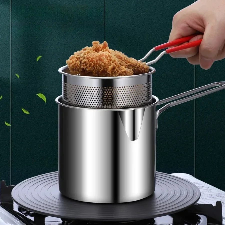 Friteuse en Acier Inoxydable avec Panier pour Poulet et Fritures